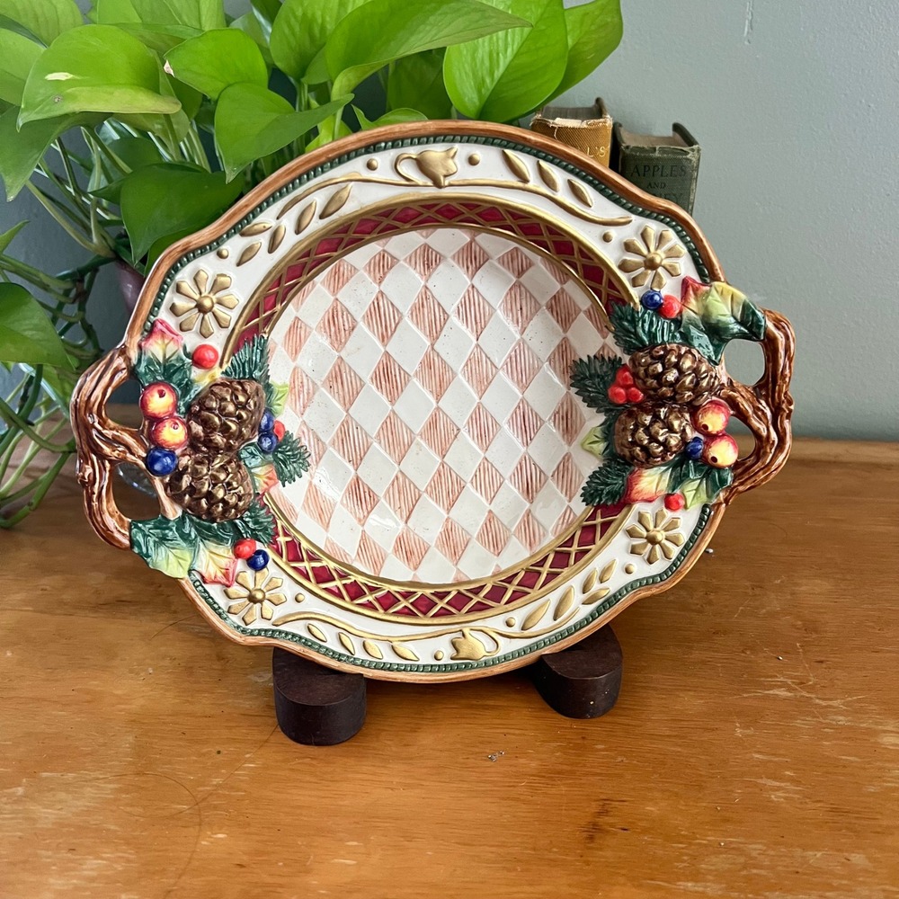 Fitz and Floyd Classics Jolly Ole St Nick Bowl Handcrafted
